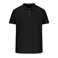 Ersazi clearance летни ризи мъже ежедневни солидни пуловери за моден бутон с къс ръкав 1- черна тениска за мъже xl