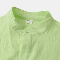 Мъжки тениски мъжки ежедневна риза горна солидна горна разхлабена риза с късо ръкав стойка за якичка горна риза