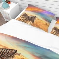 Дизайнарт 'зебри в Храсталак под цветно небе' тропически пухен покриващ комплект