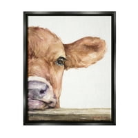 Ступел индустрии бебе теле крава почивка главата нагоре-близо селски Живопис реактивен Черен плаващ рамкирани платно печат стена изкуство, дизайн от Джордж Дячен?
