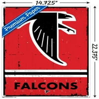 Атланта Соколи - Плакат за стена с ретро лого с бутални щифтове, 14.725 22.375