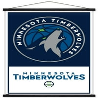 Минесота Тимбъруулвс - Плакат за стена с лого с дървена магнитна рамка, 22.375 34