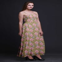 Bimba Carnation & Daisy Floral Print Summer Holiday Maxi Tube Smocked Dress-Medium