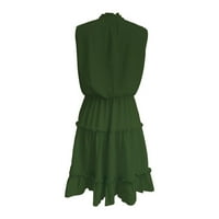Дамски отчетен суинг мини рокля небрежна линия лятна ръба v рокли за резервоар за врата плюс размер рокля зелено xl