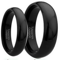 Черни и женски черни лъскави купола от волфрамов карбид сватбена лента с пръстен