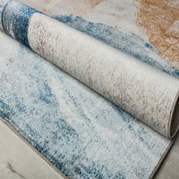 Космополит Мелина МА30А опушено синьо съвременен Абстрактен килим, 2 '6 4'