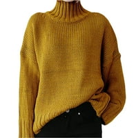 Levmjia пуловери за жени плюс модни солидни дълги ръкави пулсиране Turtleneck-Neck Lastual Power
