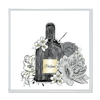 Дизайнарт 'букет цветя и парфюм бутилка' традиционна рамка платно за стена арт принт