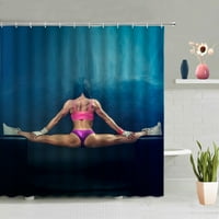 Мускул мъж секси жена душ завеса фитнес спортна дъмбел йога екшън добра фигура момиче самодисциплина силен комплект домашен декор