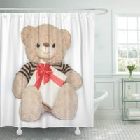 Празник червена кукла за мечка и бока на бял душ завеса за баня завеса за баня