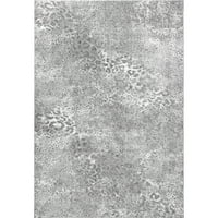 килим с текстуриран съвременен леопардов печат, 9 '12', сив