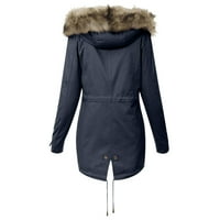 Scyoekwg Зимни палта за жени с качулка небрежно разхлабено завой палто изходно облекло твърд цвят дълъг ръкав зимни топли якета