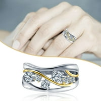 Duhgbne Fashion два тона цвят сребърен пръстен Дами бижута бял сватбен пръстен 6-10