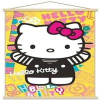 Hello Kitty - Плакат за колоритен стена с дървена магнитна рамка, 22.375 34