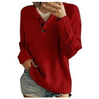 Floleo женски пуловер Прочистване на есента Зима за жени V-образно деколте с дълги ръкави с дълъг ръкав с дълги ръкави