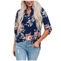 Scyoekwg летни блузи за жени тениски с къс ръкав облечени ежедневни носени шия въртящи се ръкави върхове флорални печат графичен