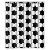 Черно бял футболен модел водоустойчива тъкан за баня плат за душ