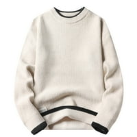 Dtydtpe пуловери за жени, мъжки ежедневни кръгли шия сол цвят топла ваканция на открито плетен пуловер Женски върхове с дълъг