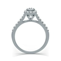 Лабораторен диамантен Булчински пръстен с чудодейна плоча в 10к Бяло Злато