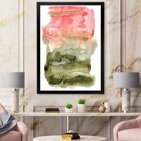Дизайнарт 'червени розови и зелени абстрактни облаци' модерен арт принт
