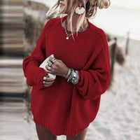 Жените падат пуловери за жени гореща продажба Разчистване жени модни ежедневни дълги ръкави плътен пуловер с пуловер с разхлабени